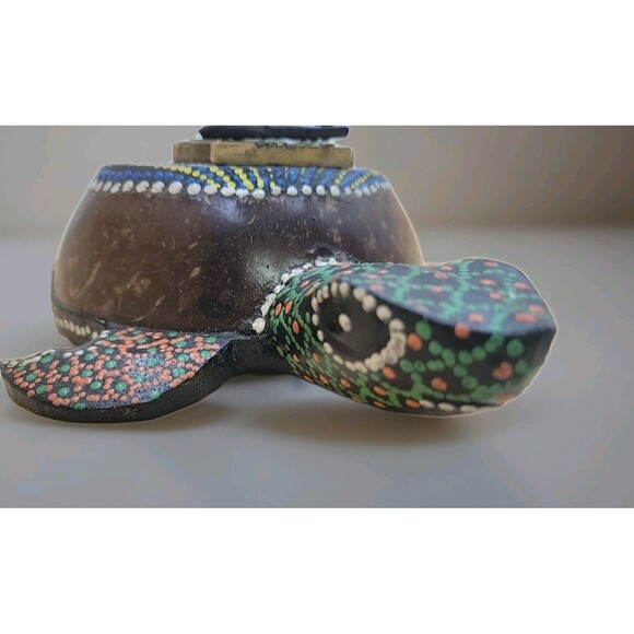 Hand Carved Aboriginal Dot Painted Sea Turtle Thumb Piano Karimba - Picture 5 of 8